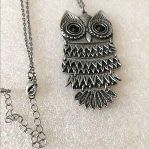 Vintage owl with black eyes necklace
